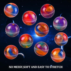 Close-up of Glompgz galaxy slime balls shows vibrant color and smooth texture.