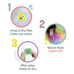Glo Pals cubes in water-table setup aid hands-on exploration and color mixing