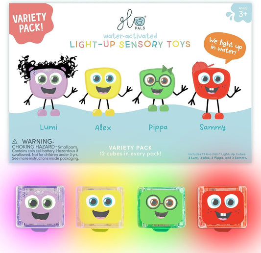 Glo Pals water-activated cubes 12-pack for sensory play and color exploration