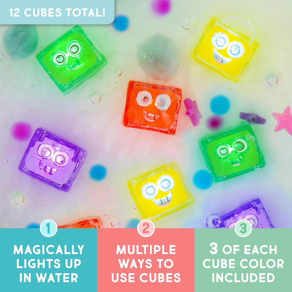 Glo Pals yellow Alex cube highlighting color recognition during water play