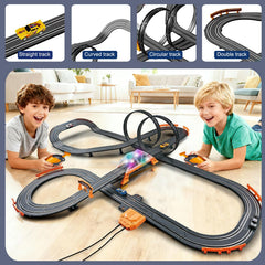 Glorryearst slot car track dual power modes support battery or electric use.