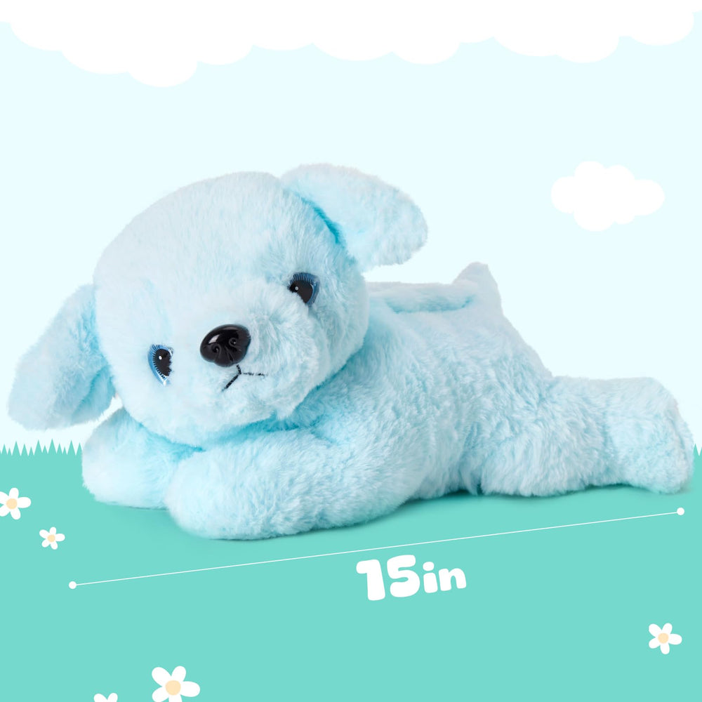 Glow Guards blue singing dog plush with droopy ears offers comforting companionship.