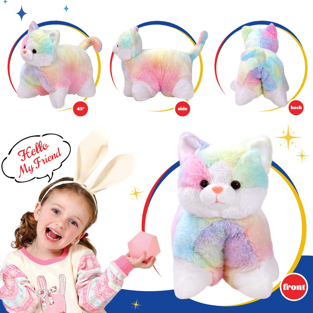 Glow Guards rainbow cat pillow folds into a comfy pillow