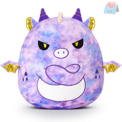 Glow Guards dragon pillow 12-inch purple tie-dye close-up of soft fabric and crossed-arm design