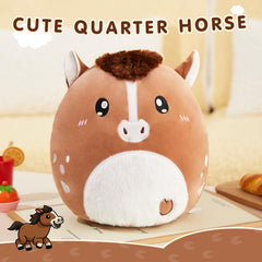 Glow Guards horse plush toy in bed for comforting night-time companionship.