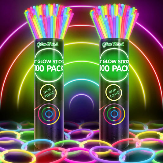 Glow Mind 200 ultra-bright glow sticks in bulk illuminate parties at night