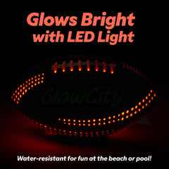 GlowCity glow football includes batteries and pump for quick setup.
