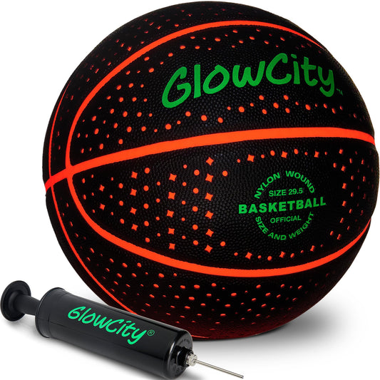 GlowCity Glow in the Dark Basketball with red lights for nighttime outdoor games