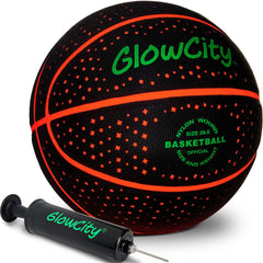 GlowCity Glow in the Dark Basketball with red lights for nighttime outdoor games