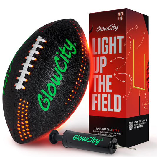 GlowCity glow-in-the-dark football front view for night games.