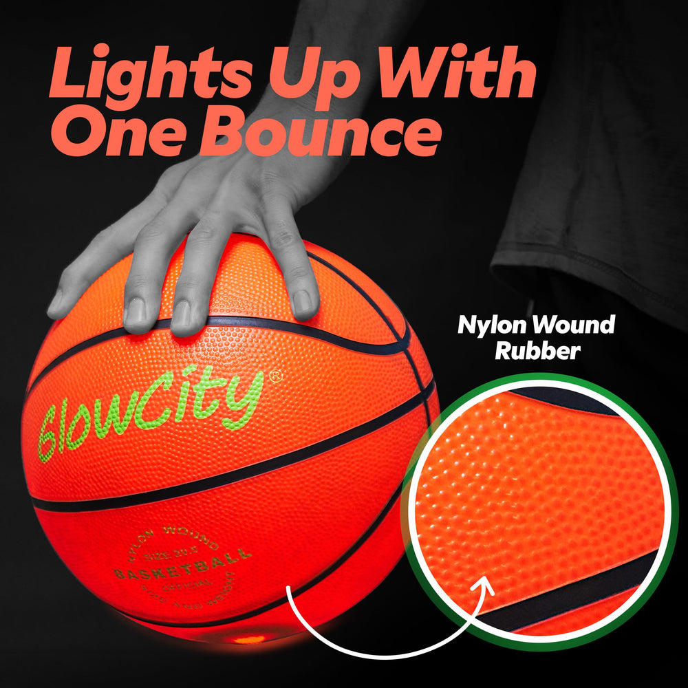 GlowCity glow basketball showing internal lights during bounce
