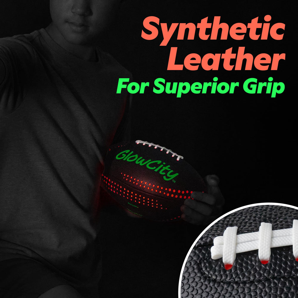 GlowCity water-resistant football with LED grommets for all-weather play.