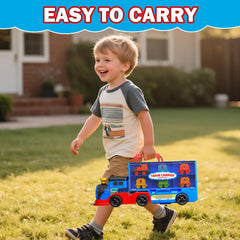 Gloween locomotive emits lights and music to enhance interactive play.