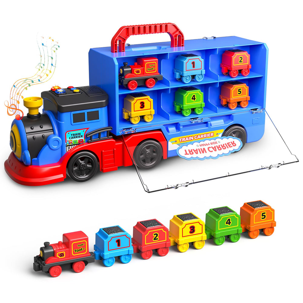 Gloween train set truck red locomotive offers vibrant play and easy handling.
