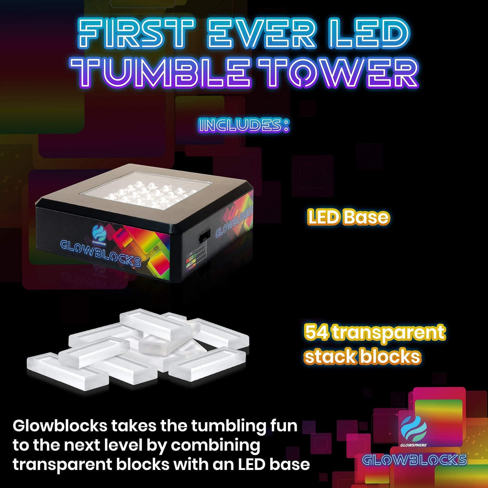 Glowsphere Glowblocks tower stack glows as you add each block.
