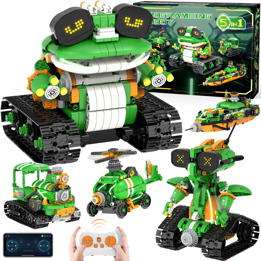 GLUISEUR STEM robot building kit with 5in1 models for imaginative play and hands-on learning.