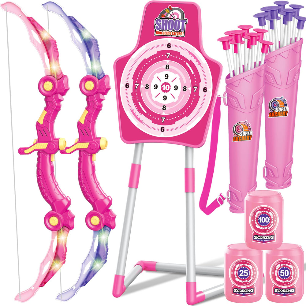 GMAOPHY bow and arrow toy with pink LED bow for safe indoor play
