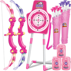 GMAOPHY bow and arrow toy with pink LED bow for safe indoor play