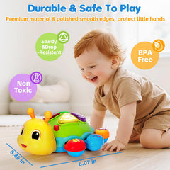 GMAOPHY crawling toy features 360° movement and responsive lights.