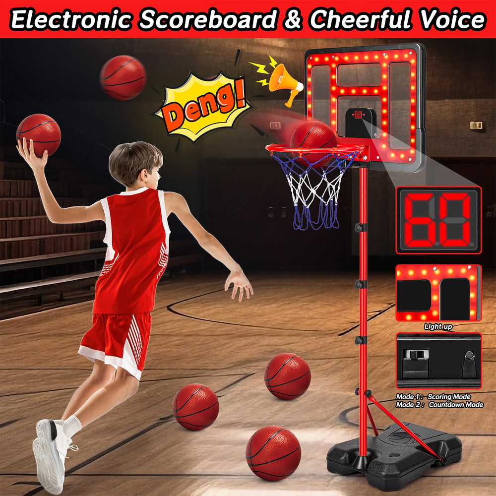 GMAOPHY LED scoreboard hoop lights up for evening play.