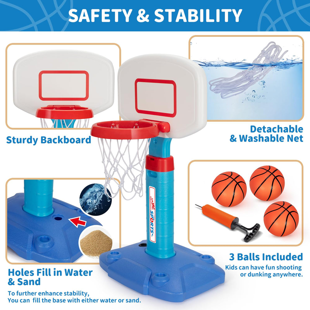 GMAOPHY poolside basketball setup encourages sunny, active fun.