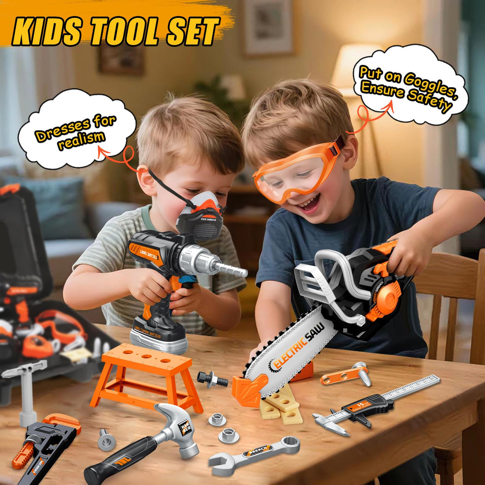 GMAOPHY portable toolbox for easy storage and on-the-go pretend work.