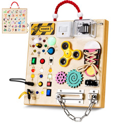GNAYUIJ Montessori busy board LED switches for sensory play and fine motor practice.