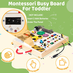 GNAYUIJ portable busy board, travel-friendly and quiet for on-the-go fun.