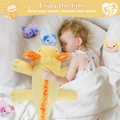 Gnomantic axolotl babies pink plush companions for naptime.