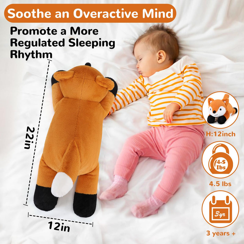 Gnomantic Fox plush in a family cuddle scene for calming, shared moments.