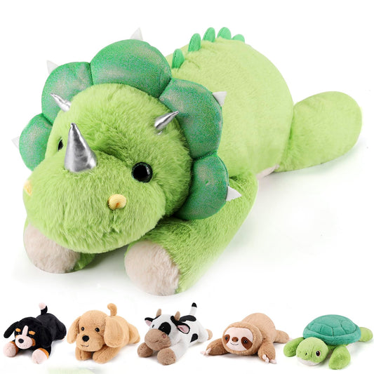 gnomantic Triceratops weighted stuffed animal face for comforting hugs and cozy nights.
