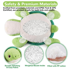 Gnomantic weighted turtle plush ideal for secure bedtime and calm evenings