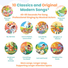 GO GO Bible Songs of Wisdom illustrations showcase friendly scenes for early learning.