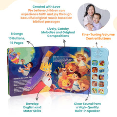 GO GO Bible Story Songs child reading the durable board book