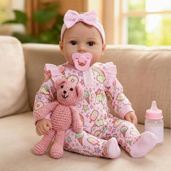 GOAROY 17-inch realistic doll front view for lifelike hugging and imaginative play.