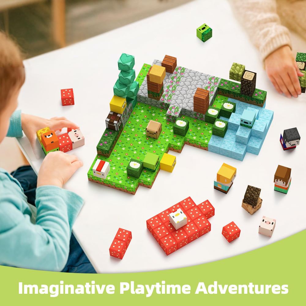 GobiDex kids building imaginative farm strengthens fine motor skills during construction.
