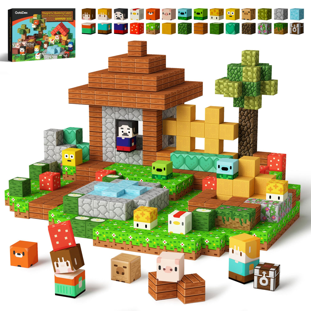 GobiDex magnetic blocks farm pasture: secure connections for imaginative play.