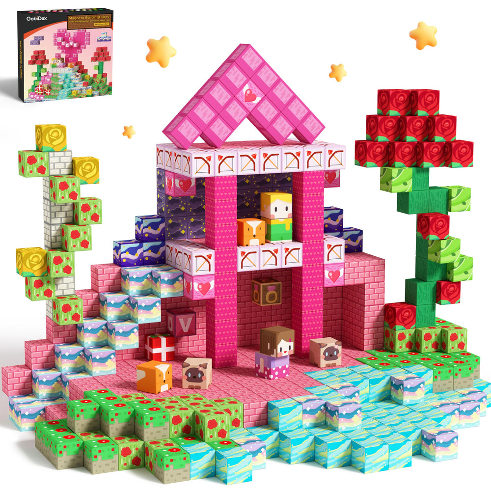 GobiDex magnetic blocks create a princess-bridge scene, enhancing imaginative play.