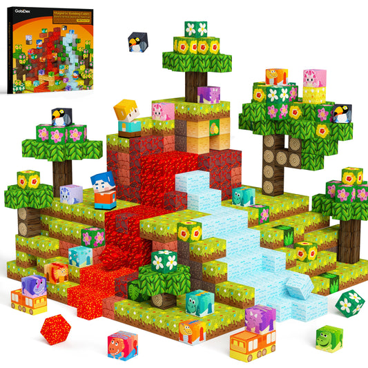 GobiDex volcano dinosaur blocks for creative STEM play and building fun.