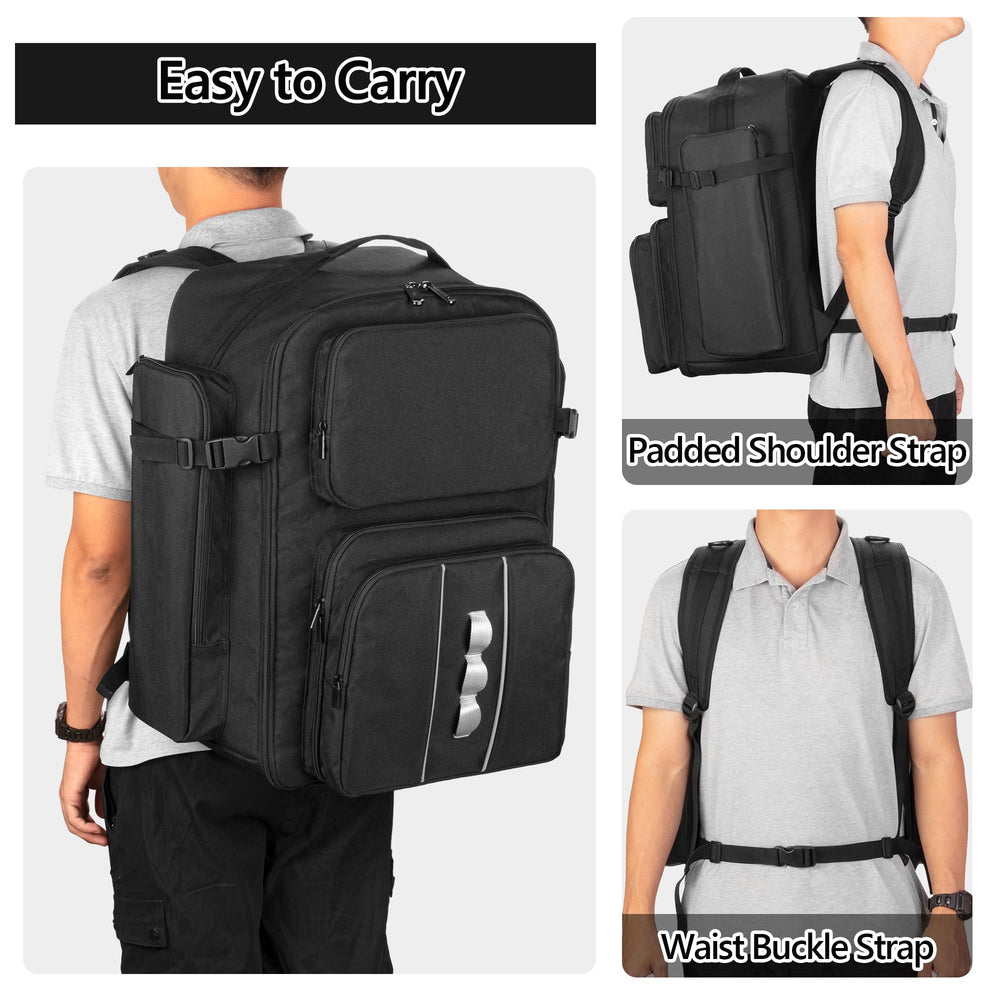 GOBUROS RC Backpack adjustable side buckles stabilize the load.
