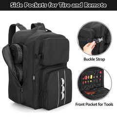 GOBUROS RC Backpack front pockets organize tools and batteries neatly.