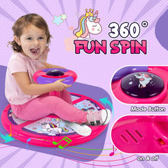 GODELAIF unicorn sit and spin with LED lights and music for sensory play