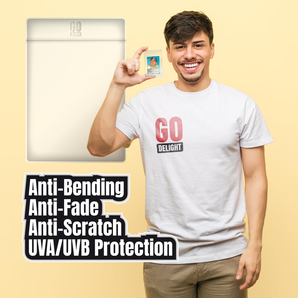 GO DELIGHT hard sleeves demonstrate clear protection for 2-5/8 by 3-5/8 inch cards
