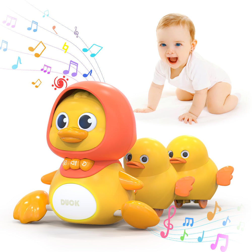 Gofimyee Crawling Duck large mother duck with two ducklings for musical play