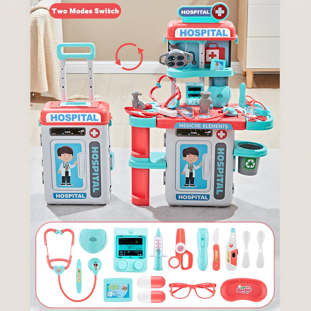 GoFujuco Doctor Kit with ID card supports clear role-play and organization.