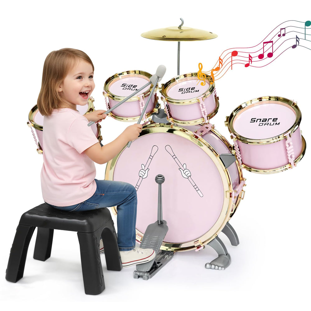 GoFujuco toddler drum set bass drum with pedal for realistic rhythm practice