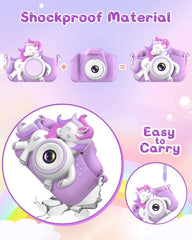Gofunly Kids Camera anti-drop features with lanyard for portability.