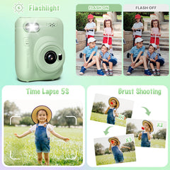 Gofunly Kids Camera Instant Print built-in battery keeps adventures filming longer.