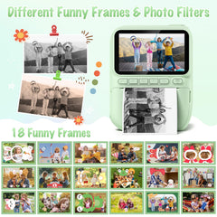 Gofunly Kids Camera Instant Print prints black-and-white photos instantly.