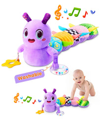 GoGonova baby caterpillar washable toy, easy clean after drool and spills.